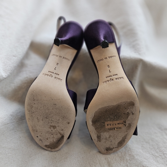 Kate Spade Lora, Plum Satin slingback heels, size 7M - Picture 5 of 8